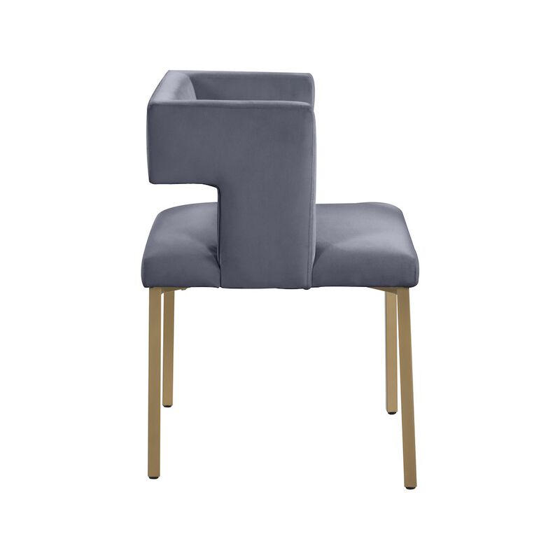 Meridian Furniture Caleb Grey Velvet Dining Chair, Set of 2
