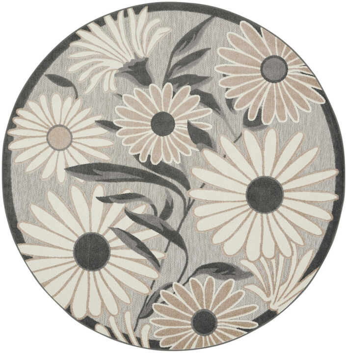HomeRoots Round Floral Indoor Outdoor Area Rug
