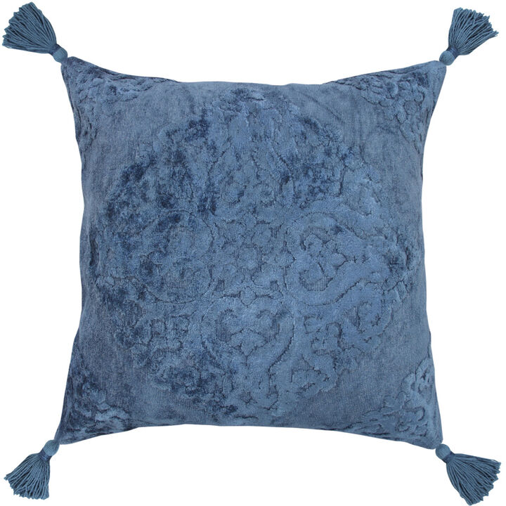 Boho Damask Cotton Blend Zippered Pillow with Tassels &ndash; Stylish Decorative Cushion for Sofa or Chair