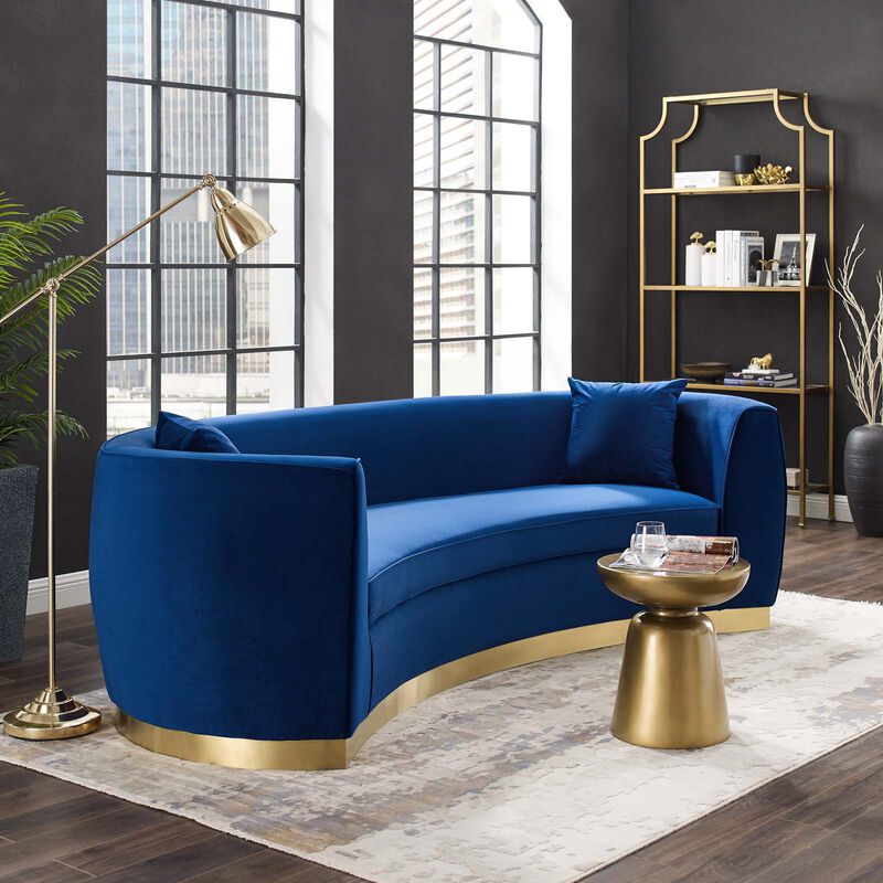 Resolute Curved Performance Velvet Sofa image number 1
