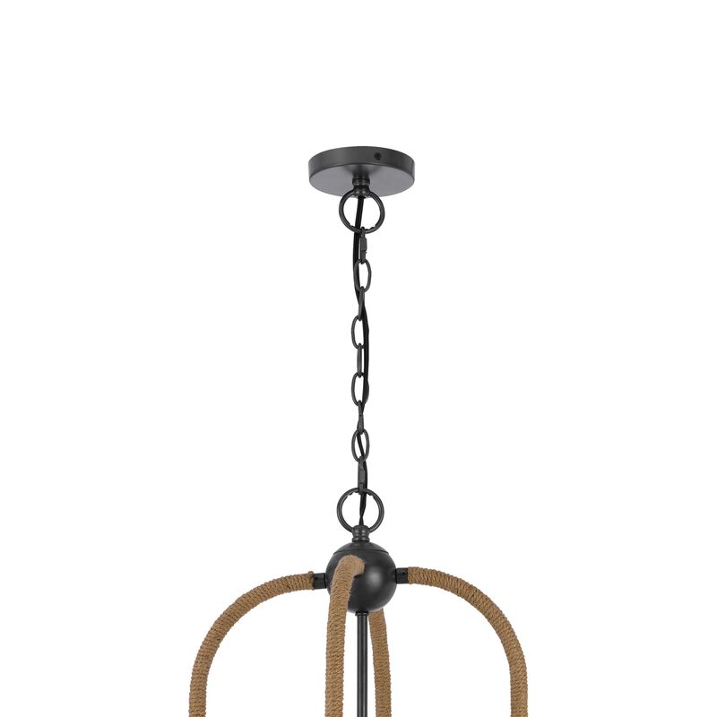 Gemo 36 Inch Chandelier, Crossed Clover Design, Brass Black Metal - Benzara