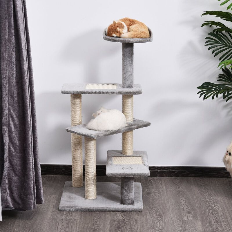 Gray Feline Playground: 40" 5-Level Revolving Cat Tree image number 1