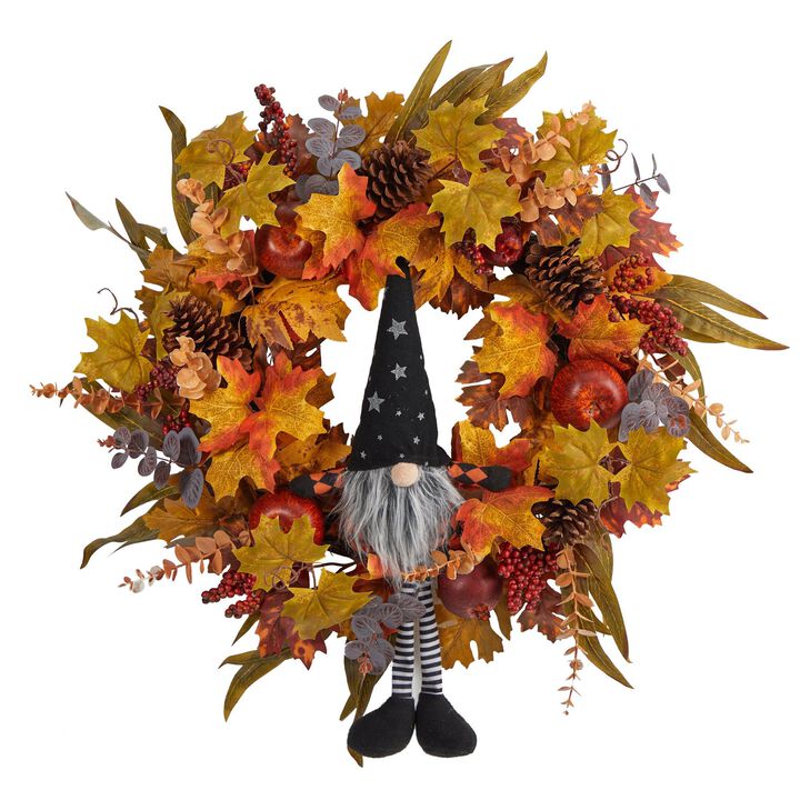 Nearly Natural 28-in Harvest Fall Gmone Artificial Autumn Wreath
