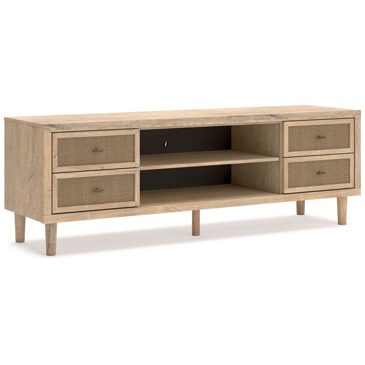 Ciel Large TV Media Console, 4 Drawers, 2 Shelves, Brown Wood, 72 Inch - Benzara