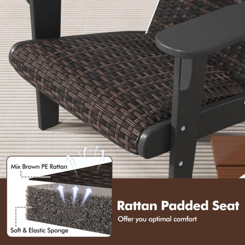 Hivvago Patio Adirondack Chair with Rattan Padded Seat and Hidden Cupholder