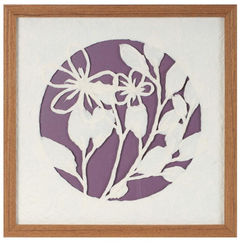 HomeRoots Set Of Two Purple And White Floral Brown Framed Wall Art image number 2