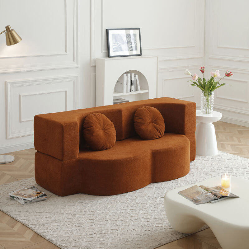 Merax Folding Sofa Bed with Pillow, Twin Sleeper Sofa, Floor & Futon Loveseat Couch image number 1