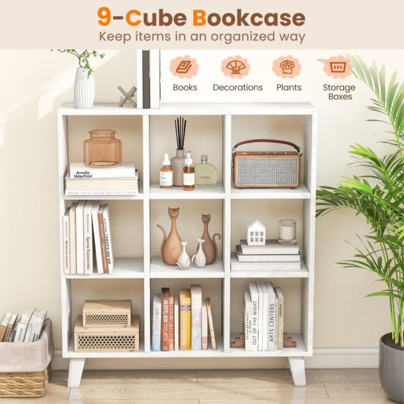 Hivvago 9-Cube Bookcase with 6 Removable Shelves and Raised Support Feet