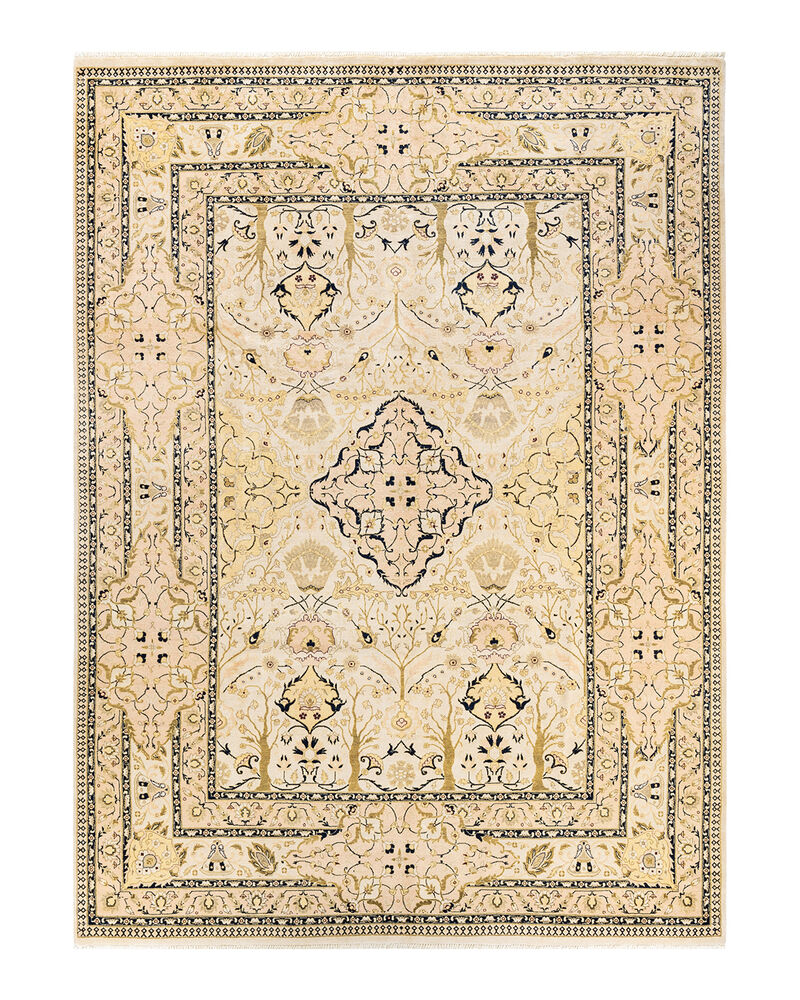 Eclectic, One-of-a-Kind Hand-Knotted Area Rug  - Ivory,  9' 1" x 12' 6"