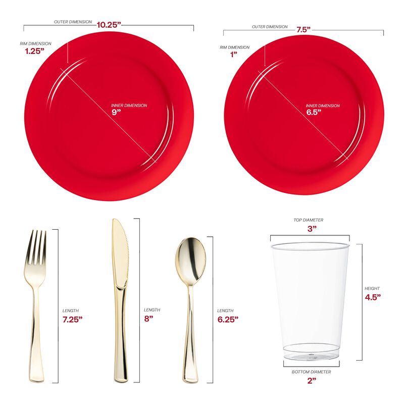 Solid Red Holiday Round Plastic Wedding Value Set (30 Sets) image number 2