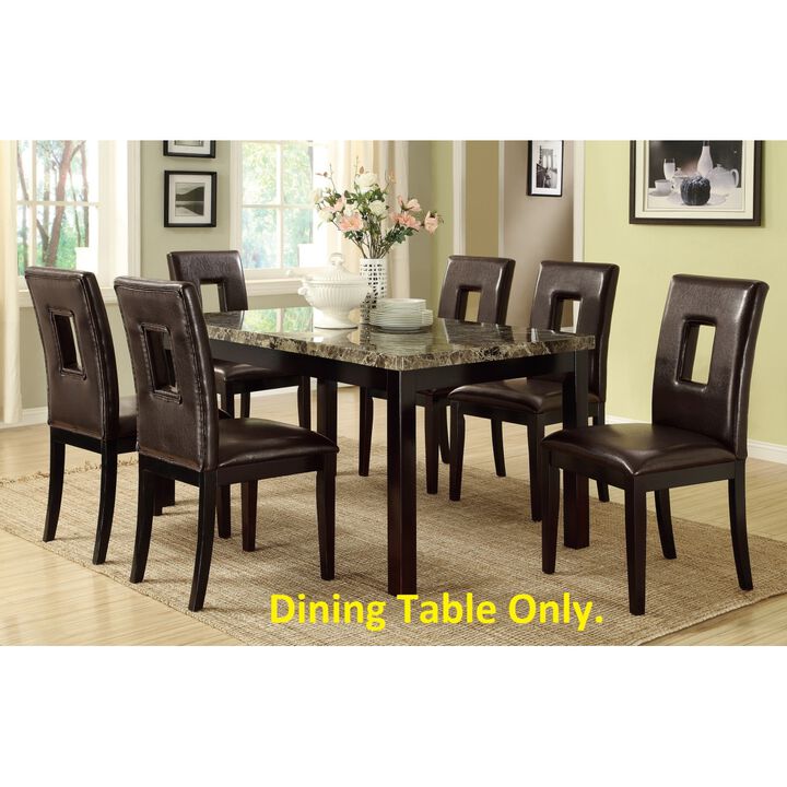 Dining Table Faux Marble Top Birch Veneer Dining Room Furniture 1pc Table
