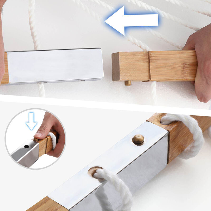 Quilted Hammock with Curved Wicker Spreaders for Comfortable Outdoor Relaxation