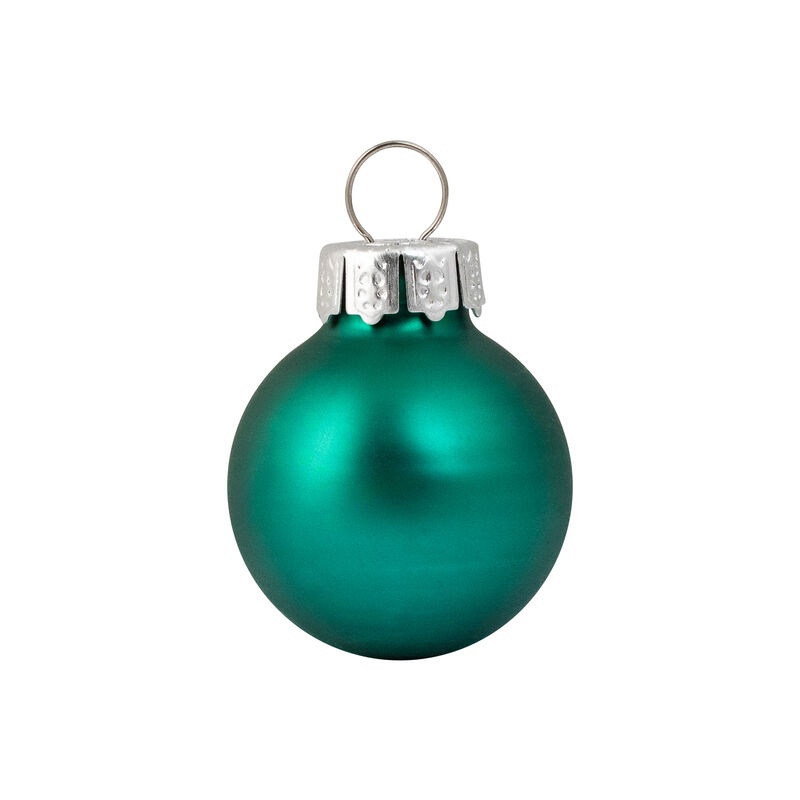 24ct Green 2-Finish Glass Christmas Ball Ornaments 1" (25mm) image number 3