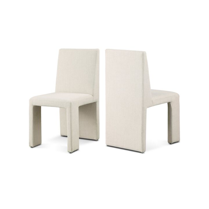 Meridian Furniture Benson Beige Linen Textured Fabric Dining Chair, Set of 2