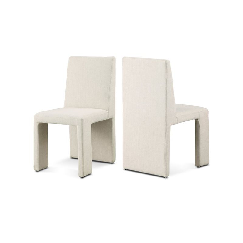 Meridian Furniture Benson Beige Linen Textured Fabric Dining Chair, Set of 2