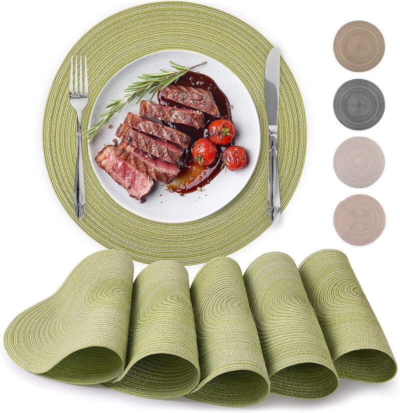 Braided Round Place Mats & Anti-skid Placemat (Set of 6) image number 1