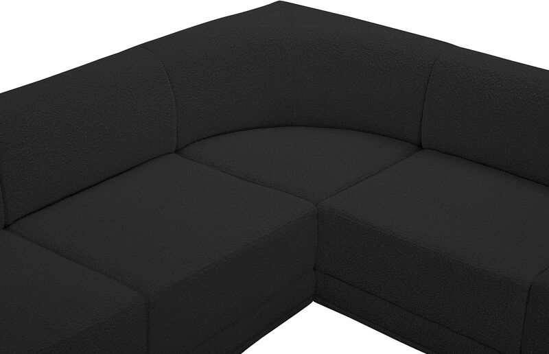 Meridian Furniture Ollie Black Boucle Fabric Modular Sectional