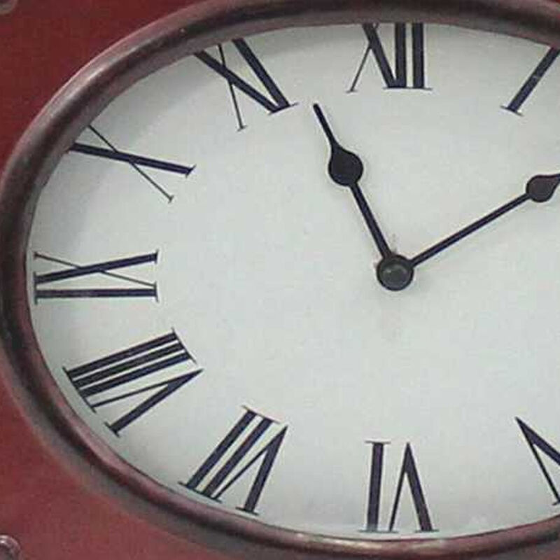 Hivvago 22" Distressed Red Metal Bedside Lamp With Beige Shade