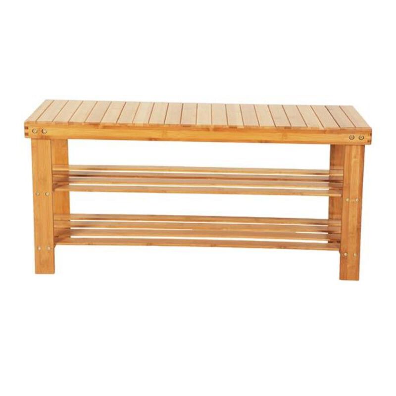 Strip Pattern 3-Tier Shoe Rack Multipurpose Stool & Coffee Table for Entryway & Living Room