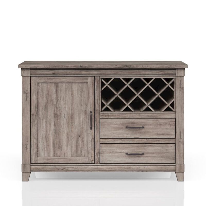 Gray Wine Cabinet with Doors &ndash; Rustic Bar Cabinet with Bottle Storage image number 0
