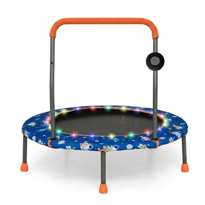 Kids Mini Trampoline with Colorful LED Lights and Bluetooth Speaker