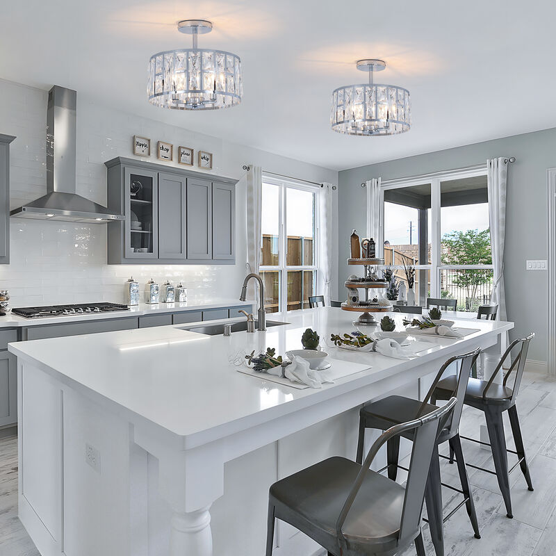 12 in. Modern Glam 3-Light Polished Chrome Semi-Flush Mount Ceiling Light with Clear K9 Crystal image number 6