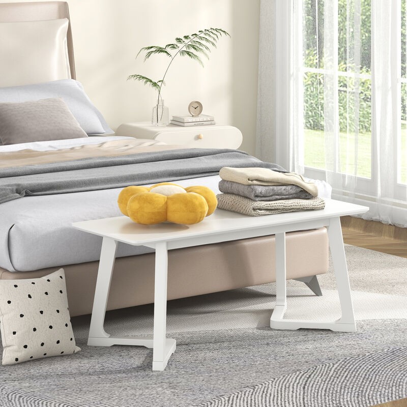 Modern Entryway Bench Long Dining Bench with Rubber Wood Legs