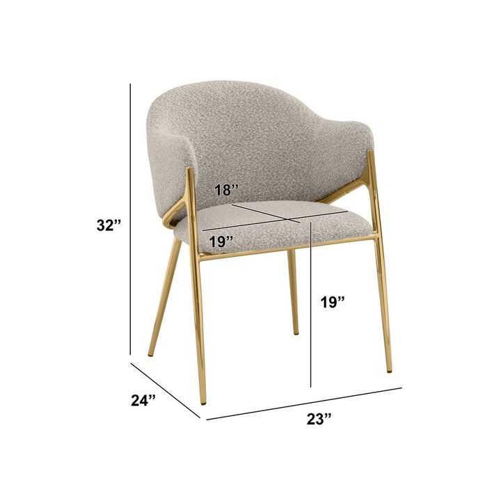 Best Quality Furniture Gray Boucle Fabric Side Chairs With Gold Base