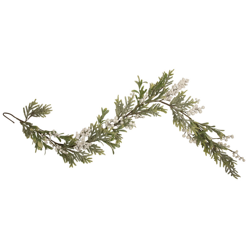 5' x 10" White Berry and Frosted Pine Christmas Garland  Unlit image number 0