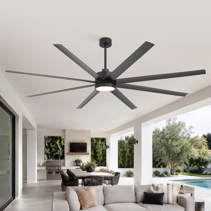 Breezary Large 84-inch Industrial LED Ceiling Fan with Light and Remote(8-Blade)