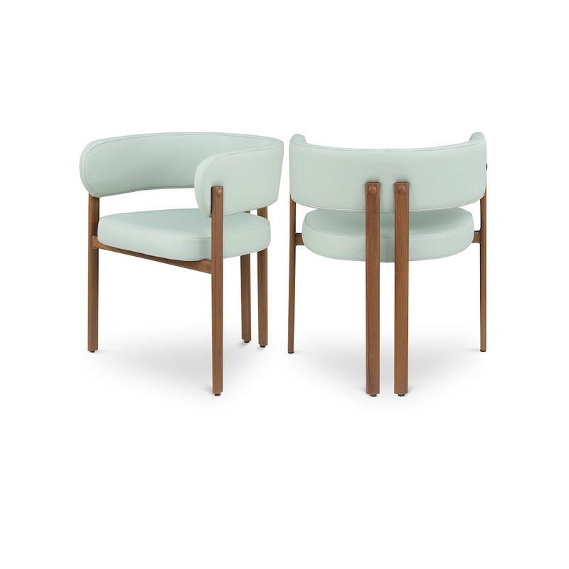 Meridian Furniture Gideon Mint Green Vegan Leather Dining Chair, Set of 2