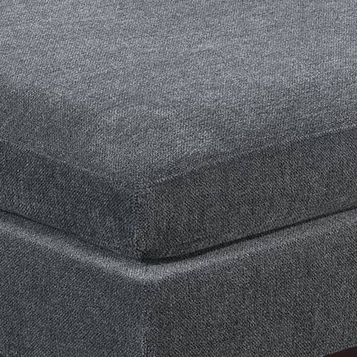 37 Inch Modern Square Ottoman with Foam Seating, Gray Chenille Fabric  - Benzara