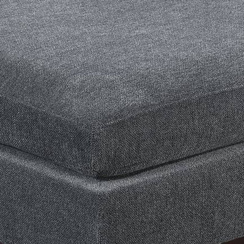 37 Inch Modern Square Ottoman with Foam Seating, Gray Chenille Fabric -Benzara