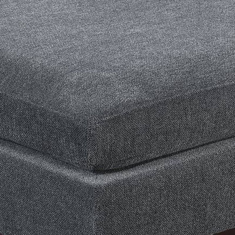37 Inch Modern Square Ottoman with Foam Seating, Gray Chenille Fabric  - Benzara