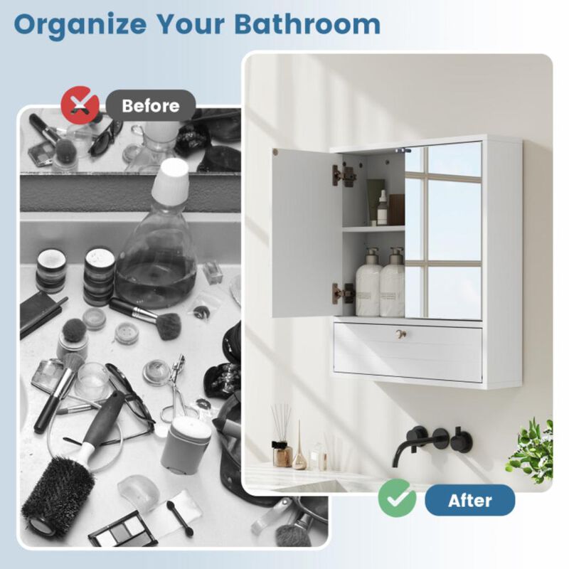 Hivvago Double Door Wall-Mounted Bathroom Mirrored Medicine Cabinet