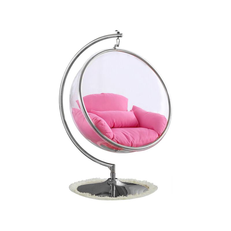 Meridian Furniture Luna Pink Durable Fabric Acrylic Swing Chair