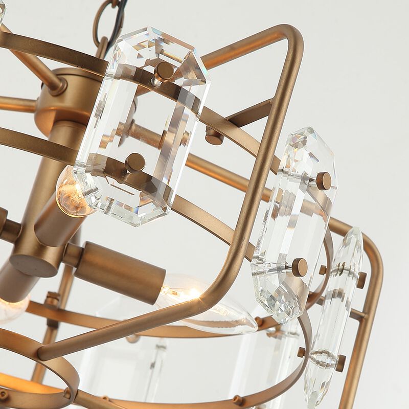 18 in. 4-Light Gold Crystal Caged Chandelier