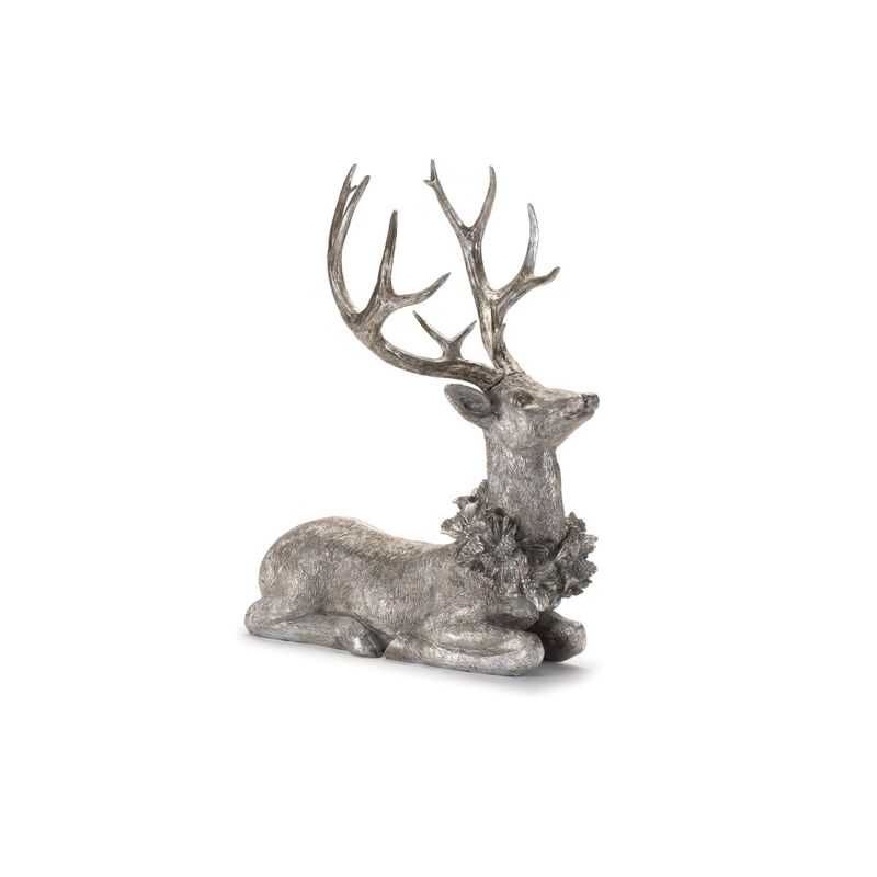 Christmas Deer Figurines (2-Piece Set) – Rustic Holiday Reindeer Decorations for Tabletop and Home Accents