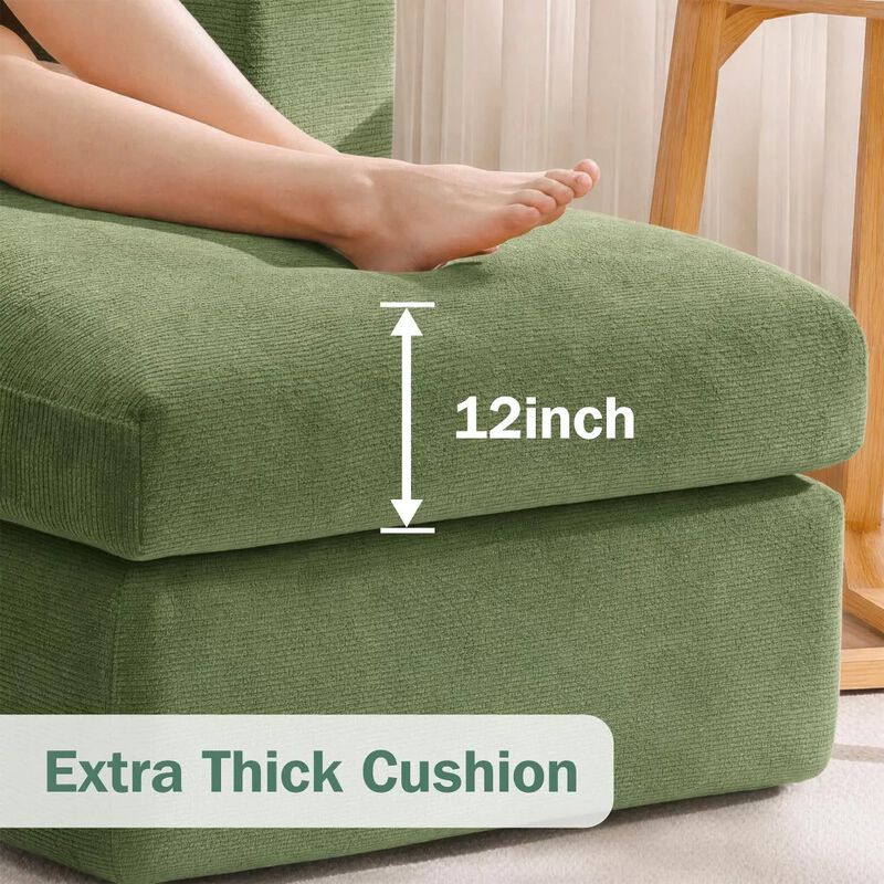 Vipbear 122 Inch L Shaped Chenille Modular Cloud Sectional Sofa with Movable Ottoman, Living Room image number 5