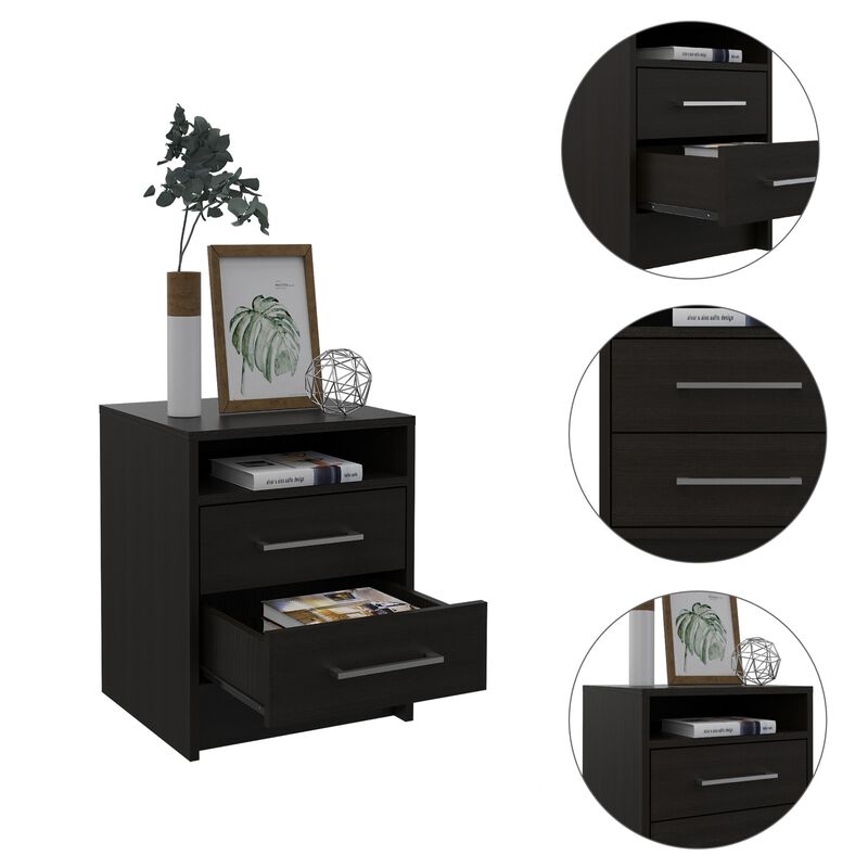 Bedroom Nightstand with 2 Drawers – Durable Wood Bedside Cabinet