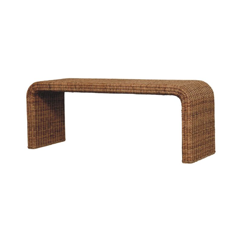 Artisan Furniture Solid Wood Rattan Weave Bench image number 2