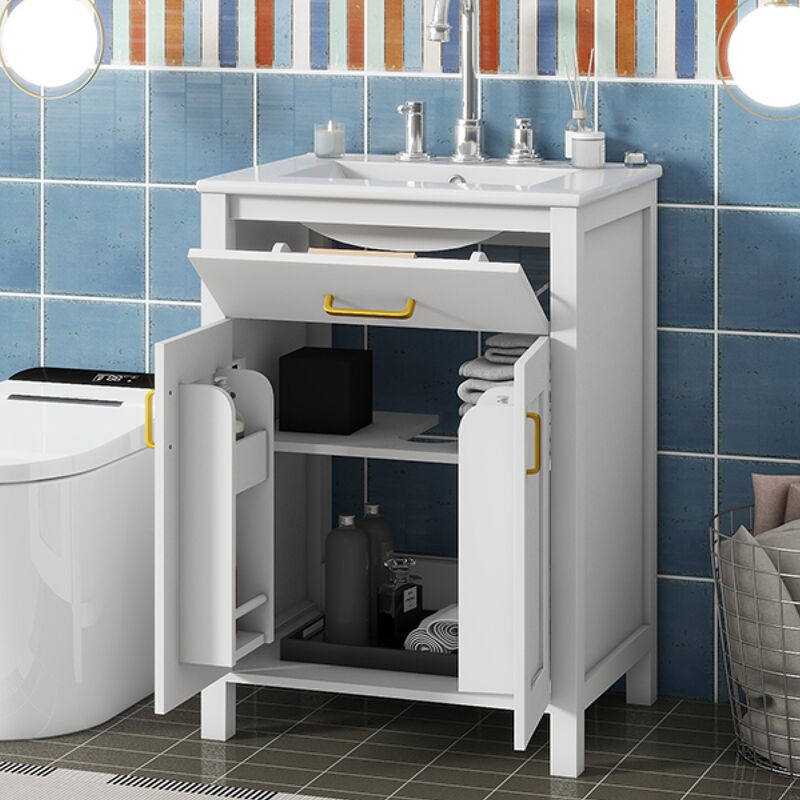 ELEMENT ACE Compact Bathroom Vanity Combo with Ceramic Sink and Soft Close Doors for Small Space Efficiency image number 6