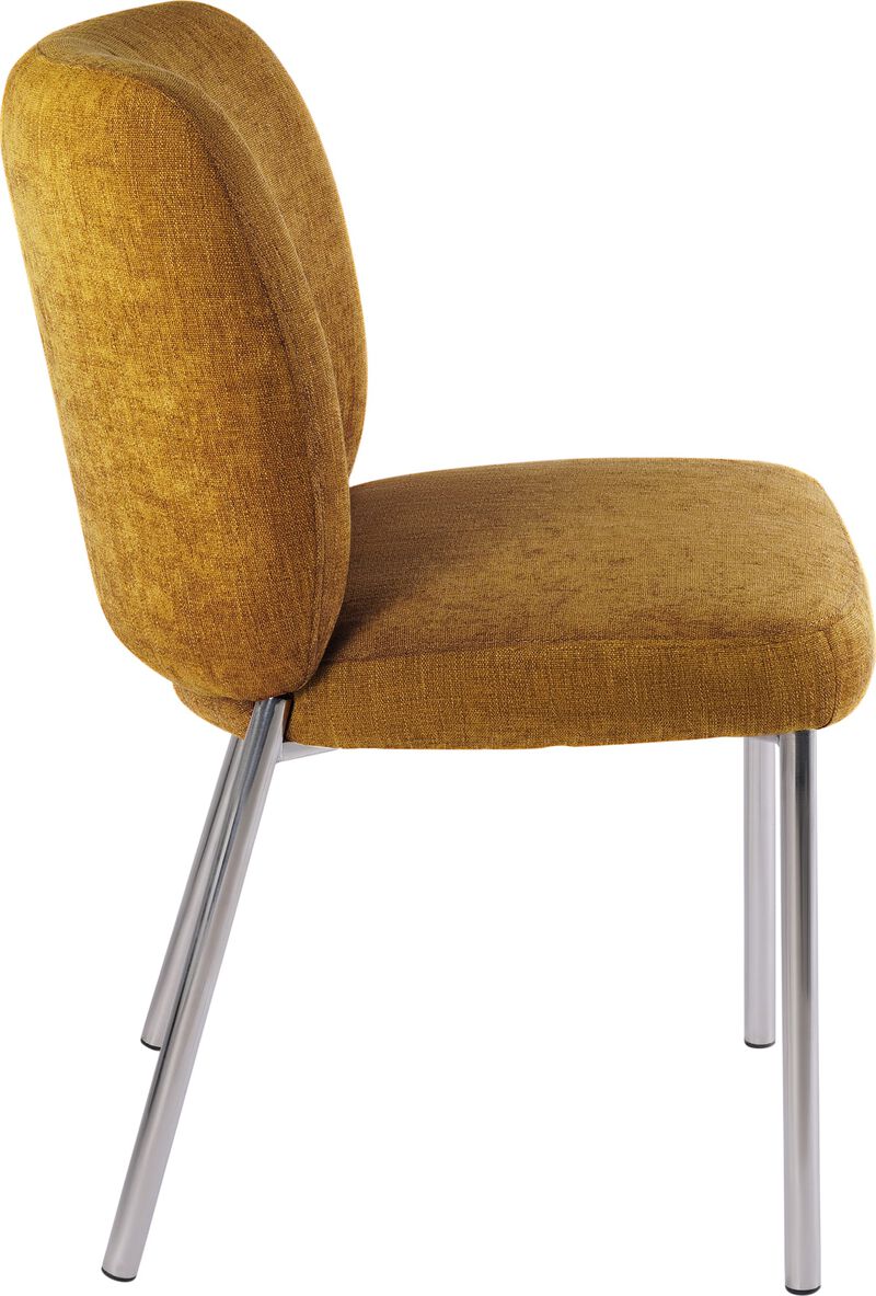 Fomo Chenille-upholstered Stainless Steel Base Dining Chair in Pineapple - Set of 2