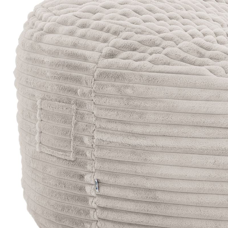 Sealy Bean Bag Chair, Soft Faux Fur Cover, Shredded Foam Fill, Beige - Benzara image number 2
