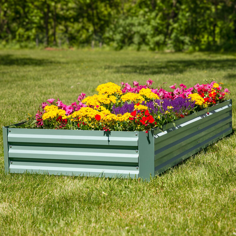 4 x 8 ft Galvanized Steel Rectangle Raised Garden Bed