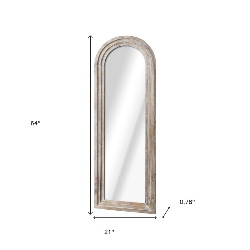 HomeRoots 64" White Solid Wood Arch Framed Full Length Mirror image number 5