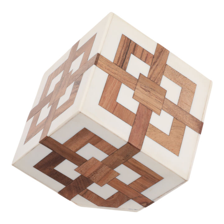 4" Wood Inlay Resin Cube