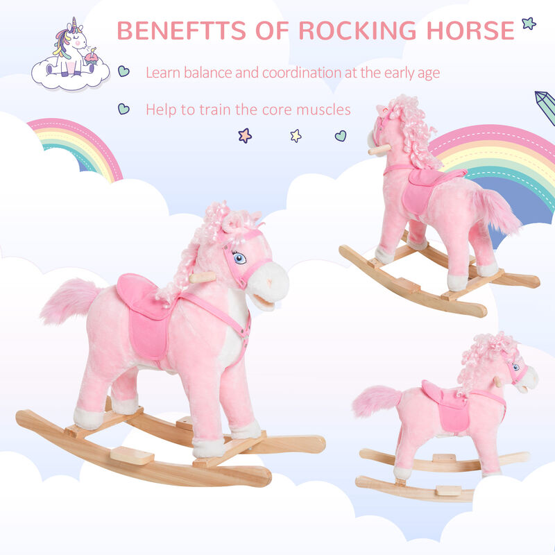 BreeBe Plush Rocking Horse Ride-On Toy for Toddlers image number 3