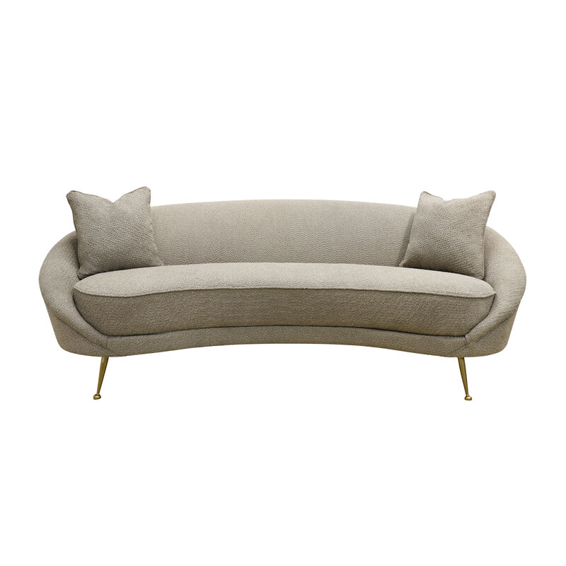 Pasargad Home Luna Collection Curved Sofa, 2 Pillows Included, Mocha