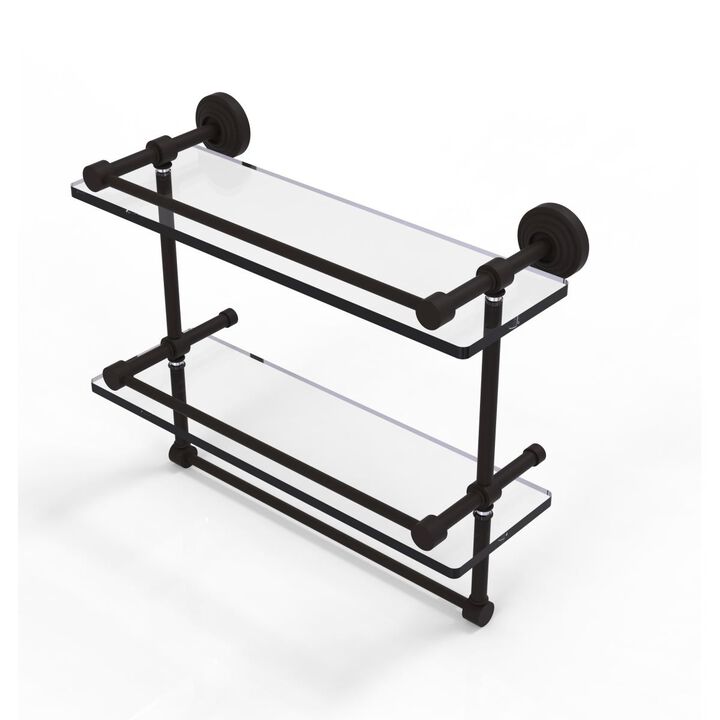 Allied Brass Waverly Place Collection 16 in. Gallery Double Glass Shelf with Towel Bar, Oil Rubbed Bronze